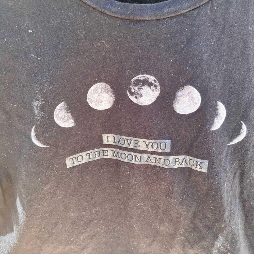 Raggs to Riches Black Moon Phase Graphic Tee I Love you to the Moon and Back - Picture 2 of 4